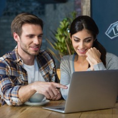 online banking customers looking at screen