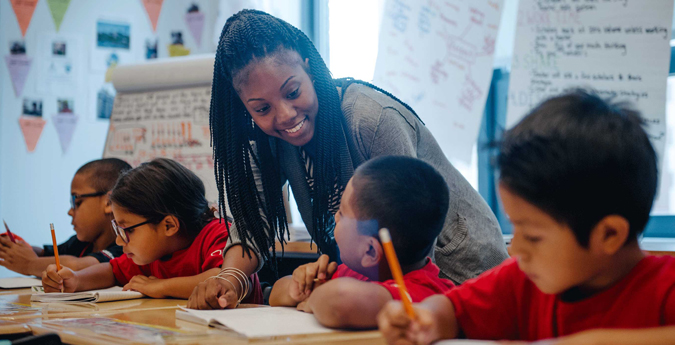 teacher with students