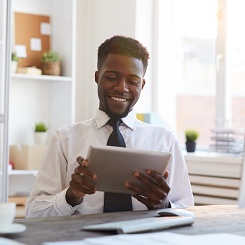 person using tablet