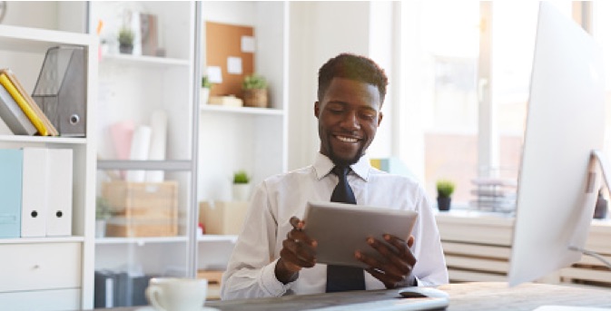 person using tablet